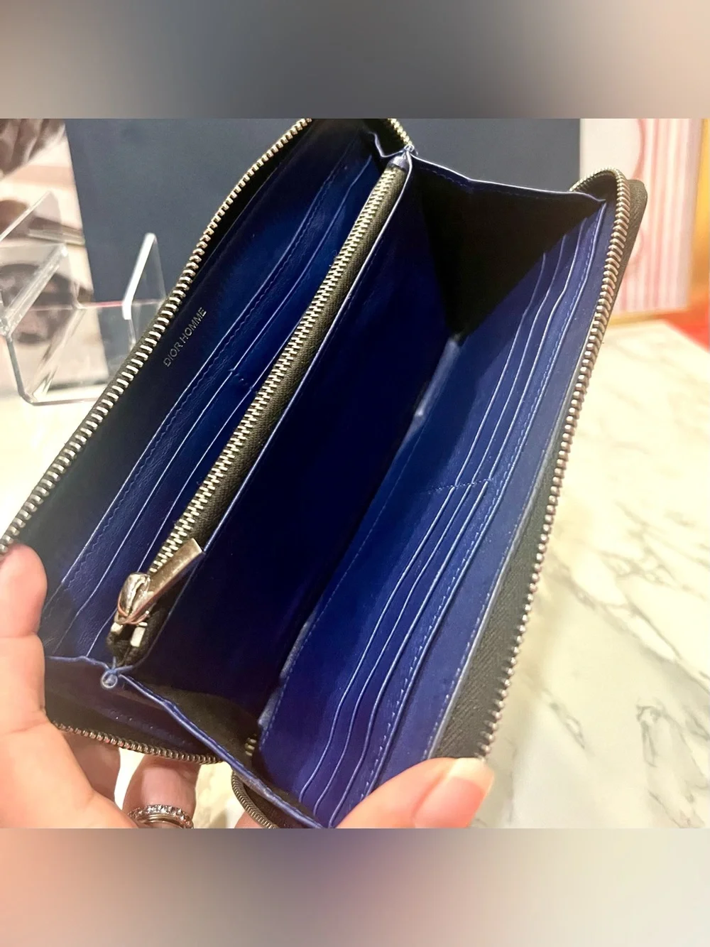 Christian Dior Homme Black Quilted Leather Zip Wallet